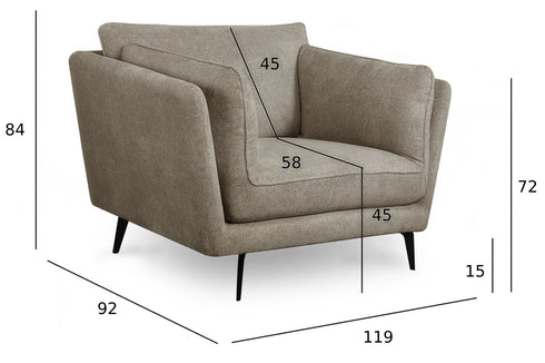 Armchair Bari - Beige Fabric